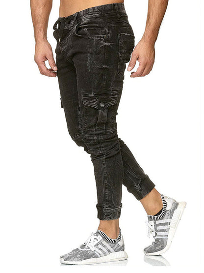 Men's Drawstring Washed Cozy Cargo Jeans