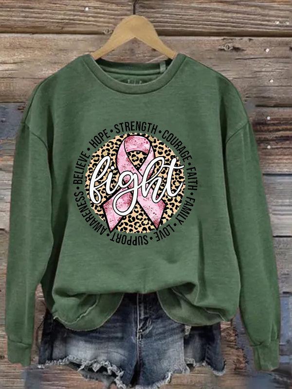 Fight Breast Cancer Pink Ribbon Graphic Cozy Sweatshirt