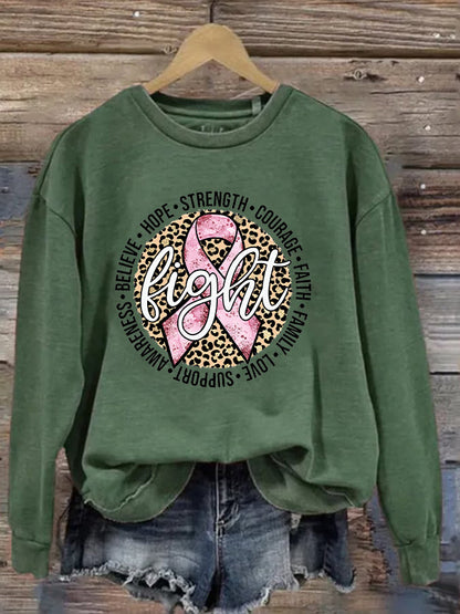 Fight Breast Cancer Pink Ribbon Graphic Cozy Sweatshirt