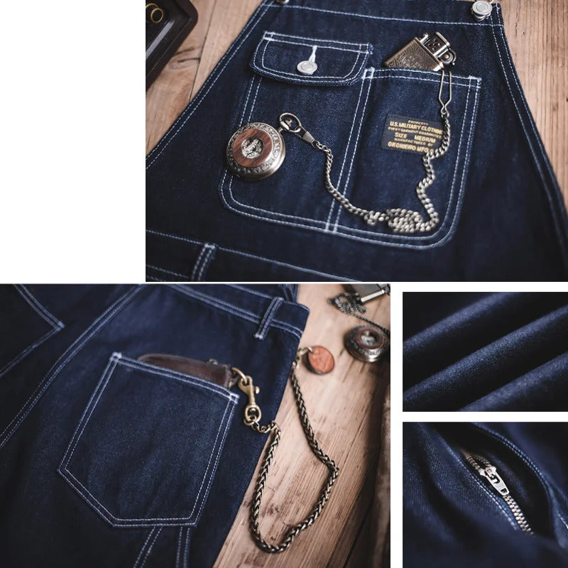 Men's Vintage Indigo Denim Overalls