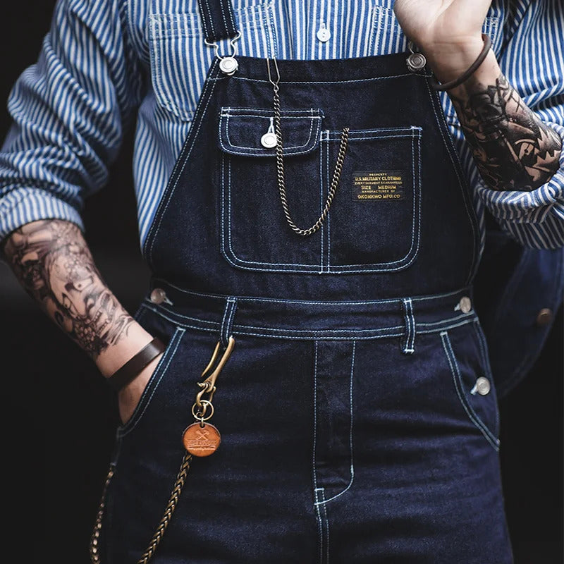 Men's Vintage Indigo Denim Overalls