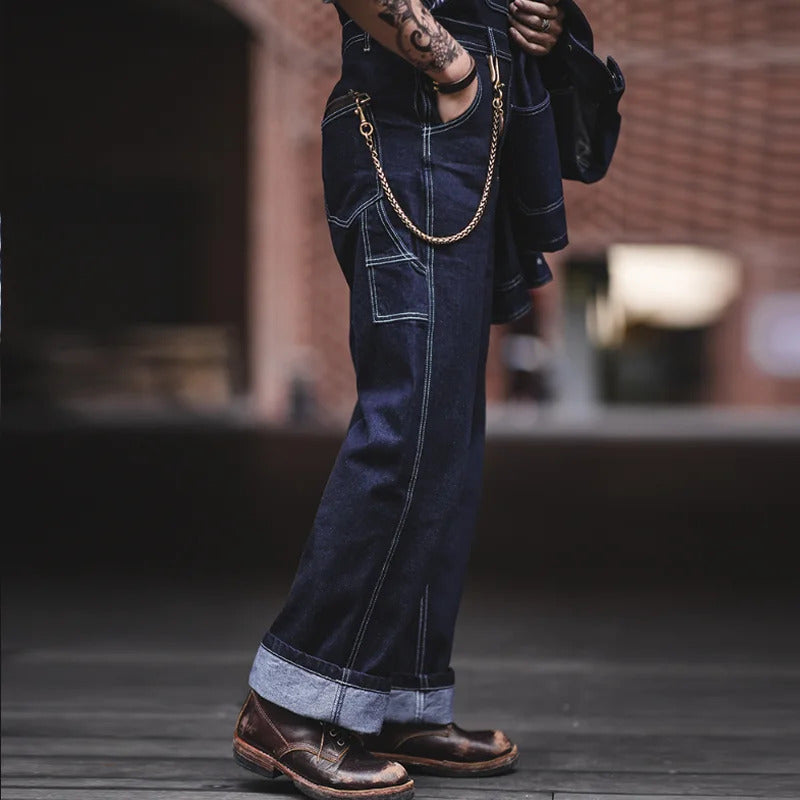 Men's Vintage Indigo Denim Overalls