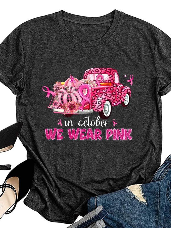 I Wear Pink For Breast Cancer Awareness Graphic Tee