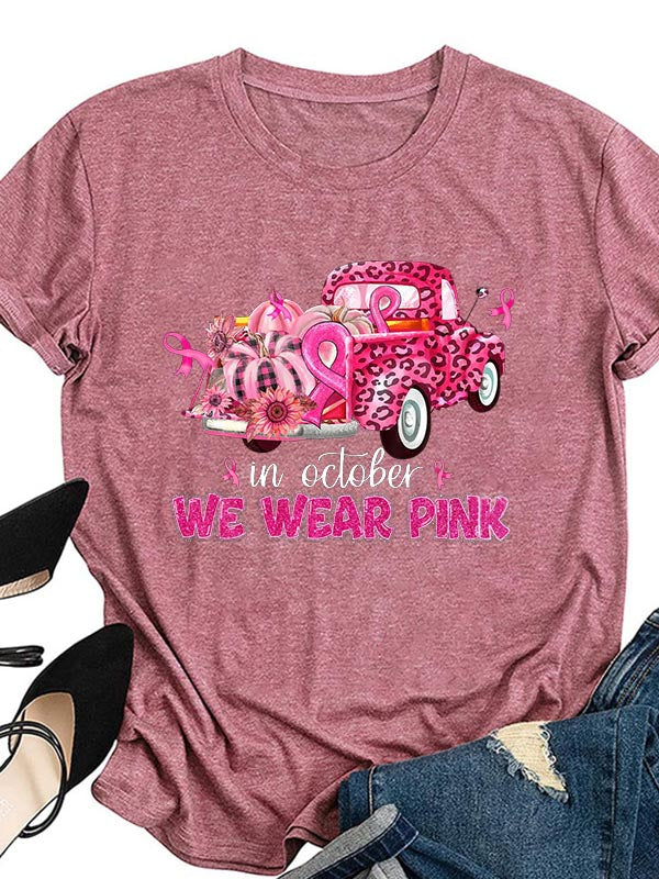 I Wear Pink For Breast Cancer Awareness Graphic Tee