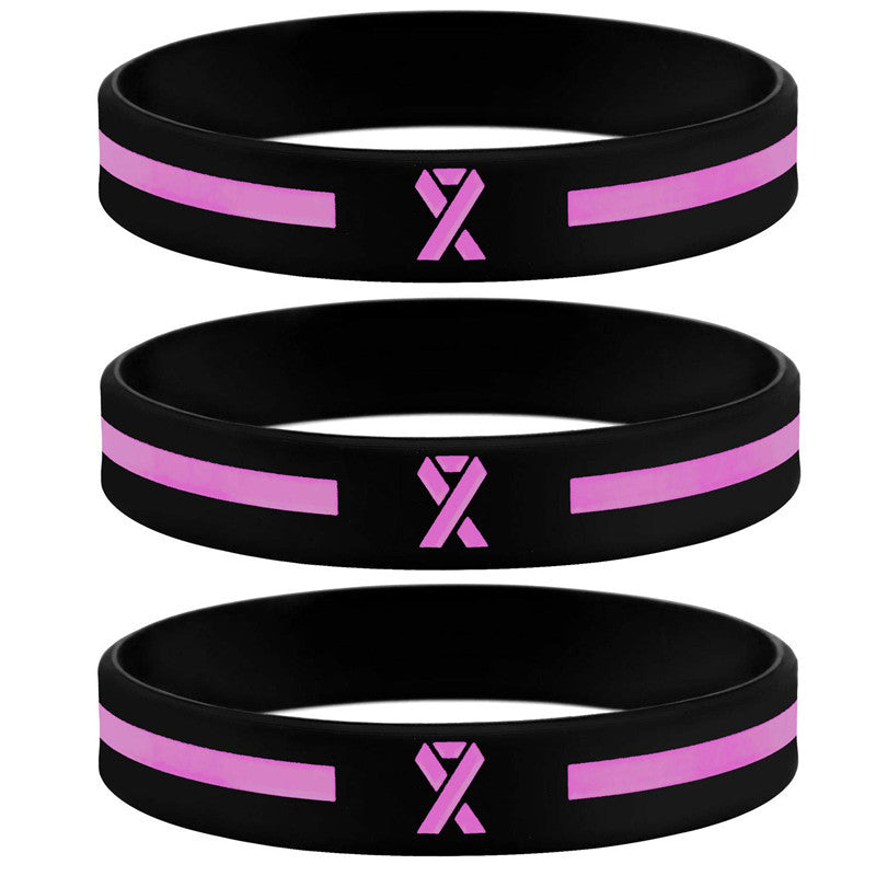 Pink Ribbon Silicone Wristband