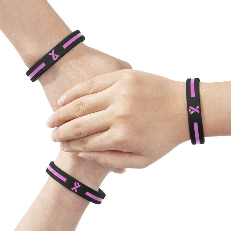 Pink Ribbon Silicone Wristband