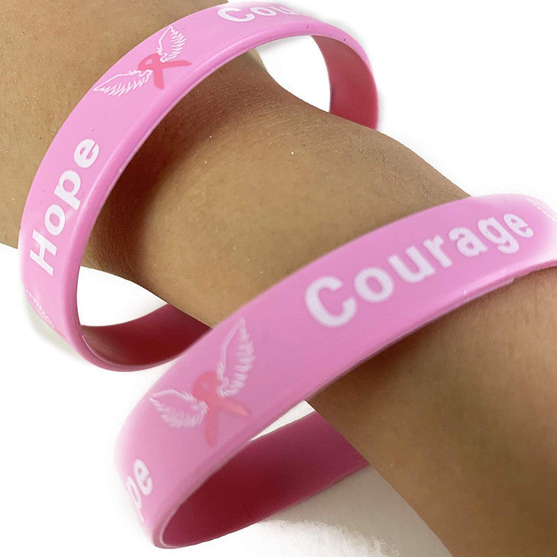 Pink Ribbon Silicone Wristband