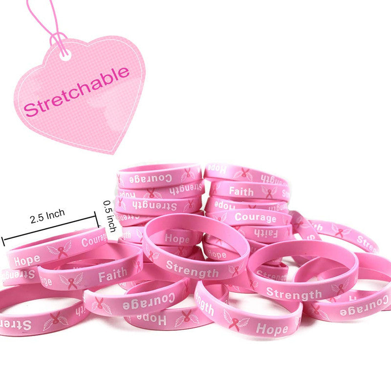 Pink Ribbon Silicone Wristband