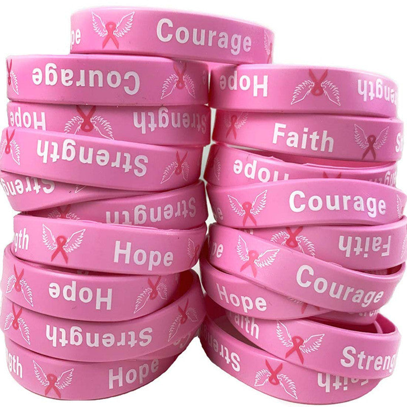 Pink Ribbon Silicone Wristband
