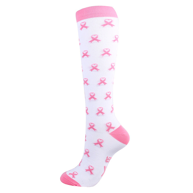 Pink Ribbon🎗Compression Socks - 20-30 mmHg Colorful Support Stockings