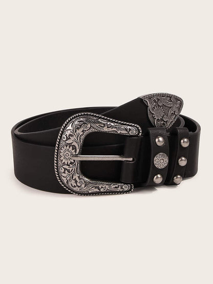 Vintage Engraved Double Loops Western Belt