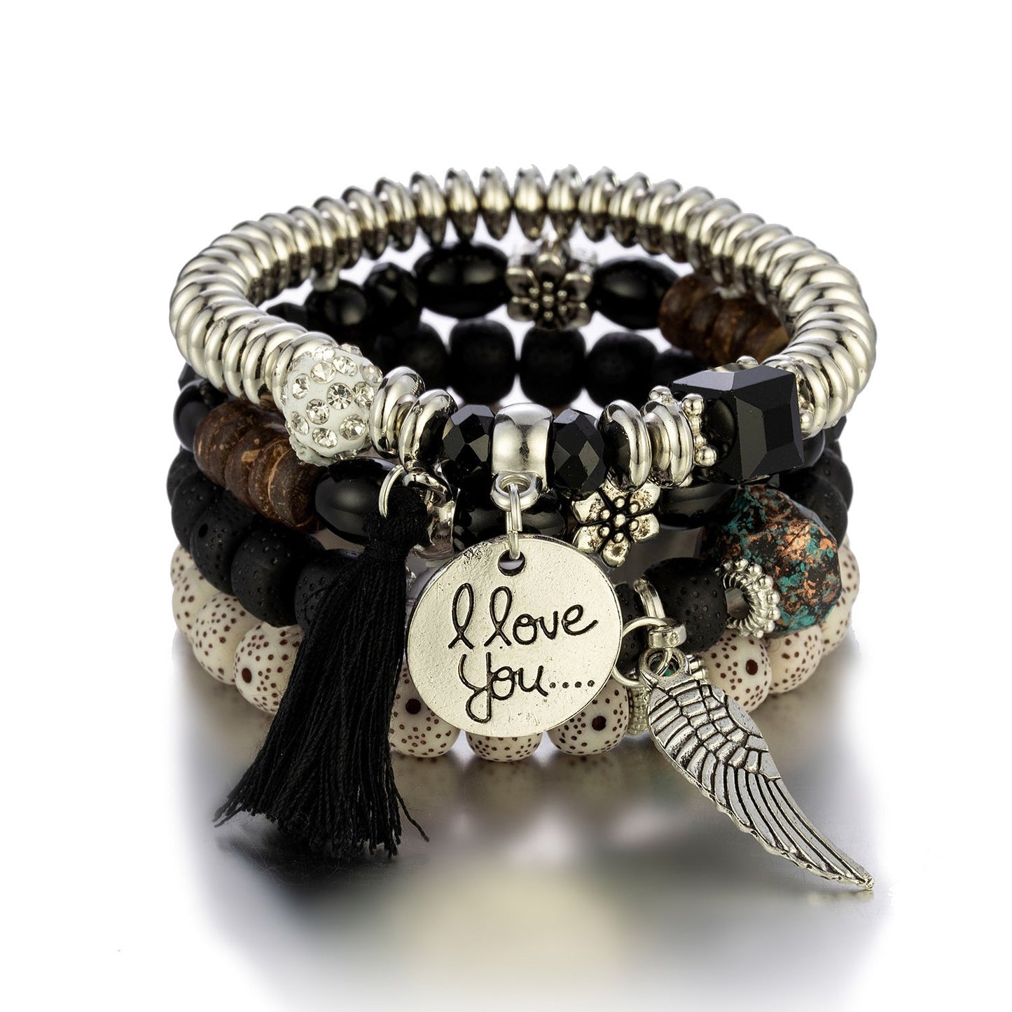 I Love You Beaded Bracelet Set