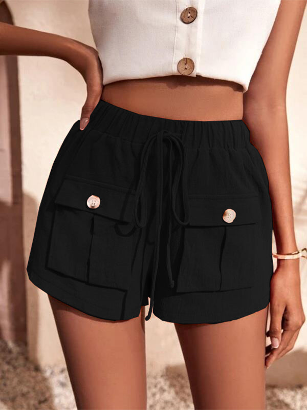 Women's Drawstring Pants Elastic Waist Casual Cargo Shorts