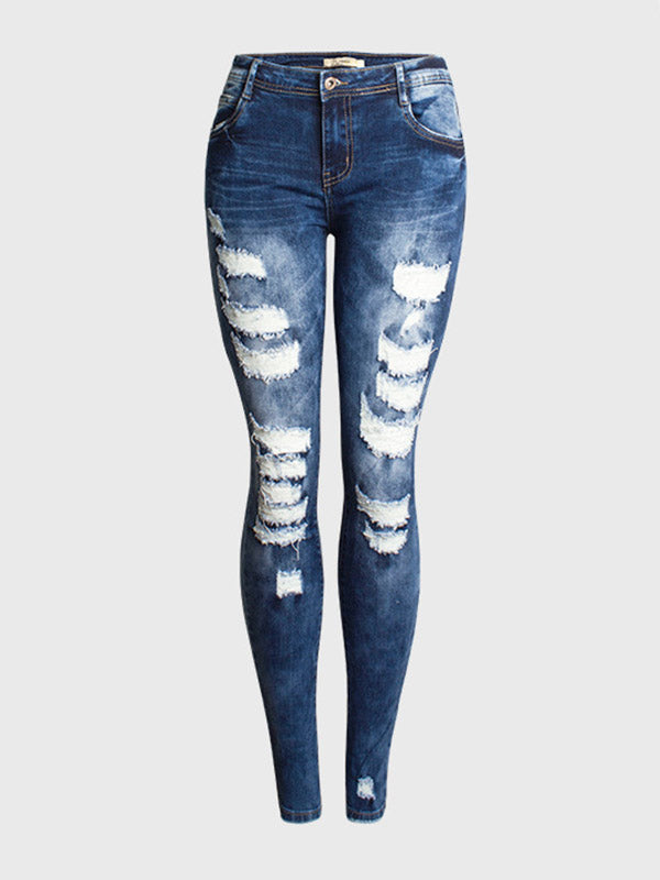 Stretch Denim Ripped Skinny Jeans