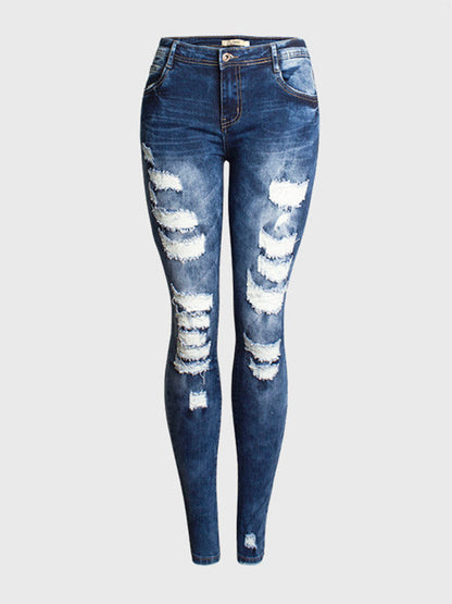 Stretch Denim Ripped Skinny Jeans