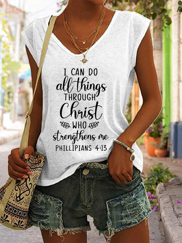 I Can Do All Things Through Christ Who Strengthens Me Cap Sleeve T-Shirt