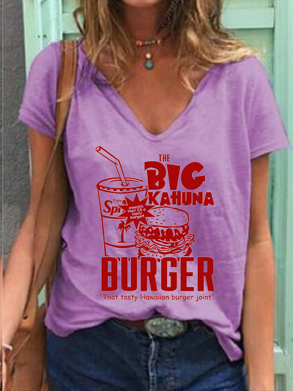The Big Kahuna Burger Graphic V-neck Short Sleeve T-shirt