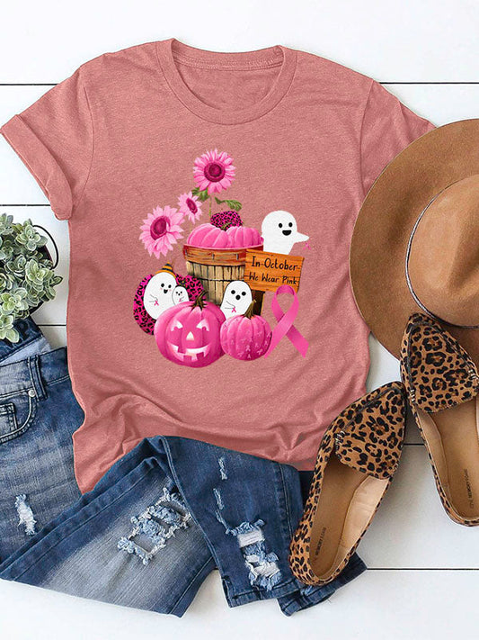 In October We Wear Pink Womens Crew Neck T-shirt