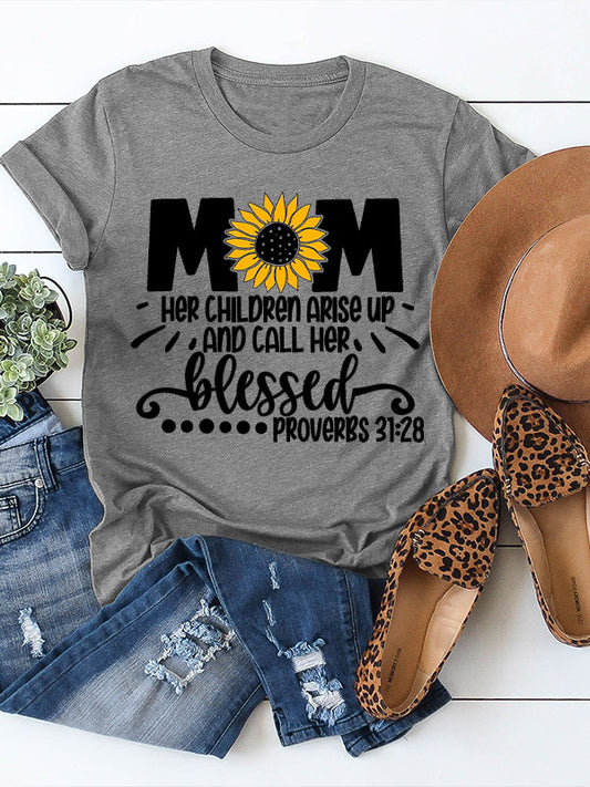 Mom Her Children Arise Up And Call Her Blessed Crew Neck T-shirt