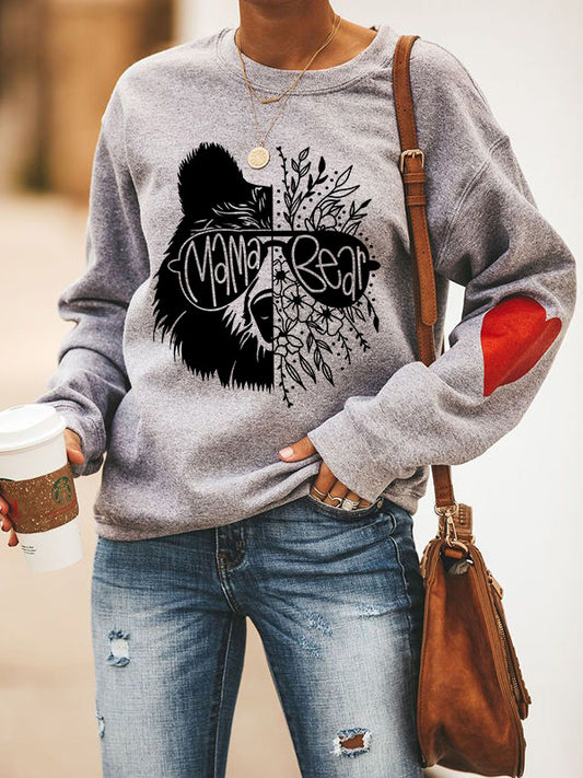 Half Mama Bear Half Floral Sweatshirt