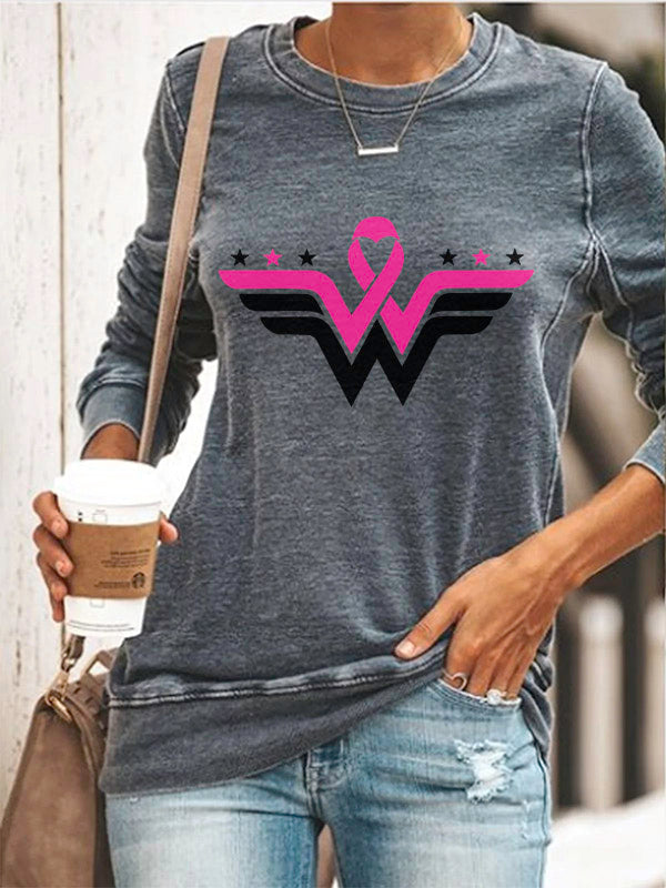 Pink Ribbon Breast Cancer Awareness Washed Sweatshirt