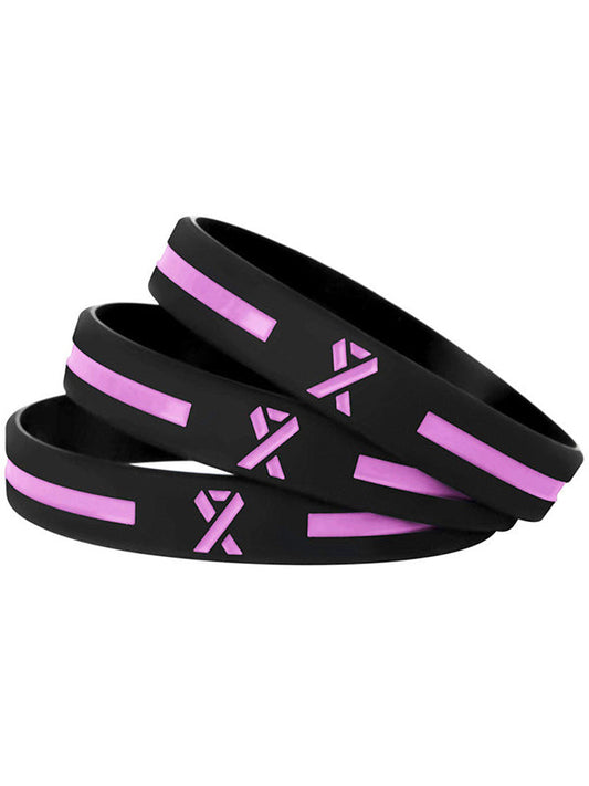 Pink Ribbon Silicone Wristband