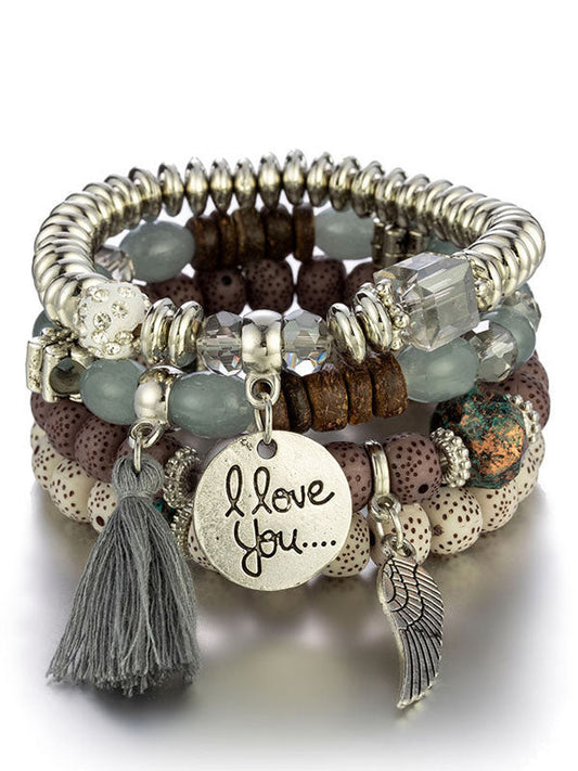 I Love You Beaded Bracelet Set