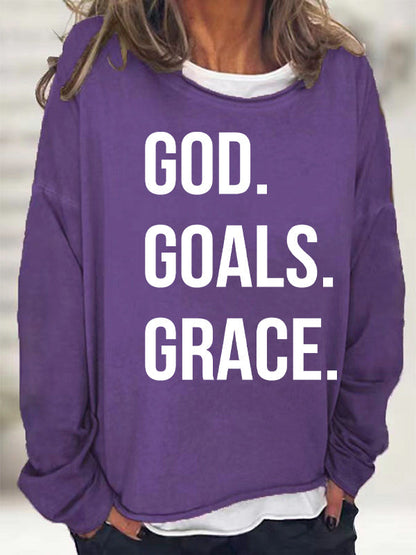 God. Goals. Grace. Print Long Sleeve T-Shirt