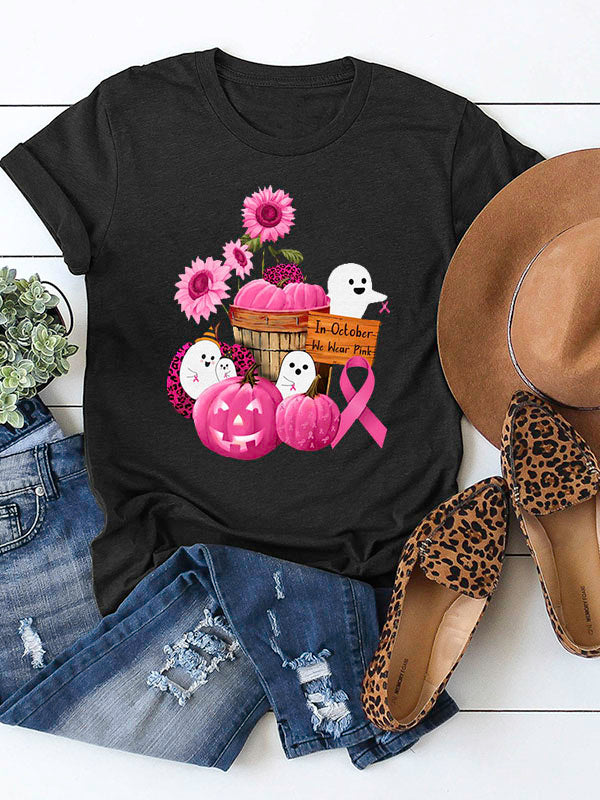 In October We Wear Pink Womens Crew Neck T-shirt