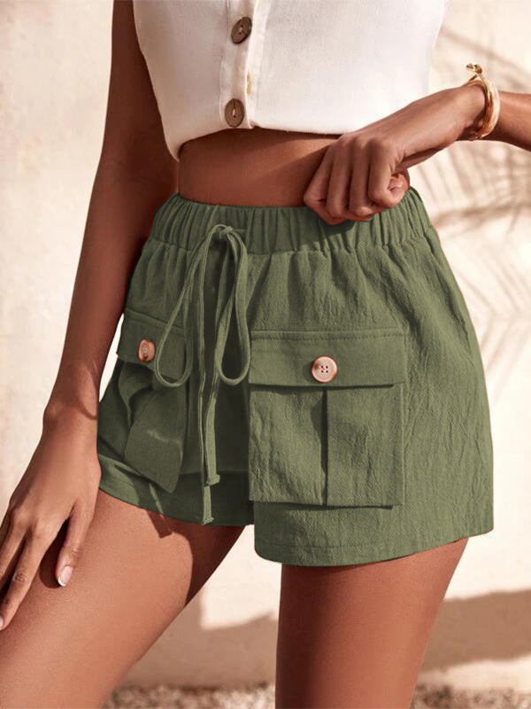 Women's Drawstring Pants Elastic Waist Casual Cargo Shorts