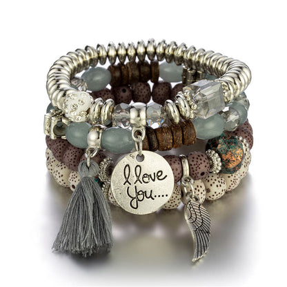 I Love You Beaded Bracelet Set