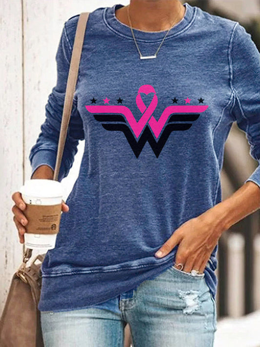 Pink Ribbon Breast Cancer Awareness Washed Sweatshirt