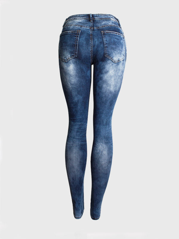 Stretch Denim Ripped Skinny Jeans