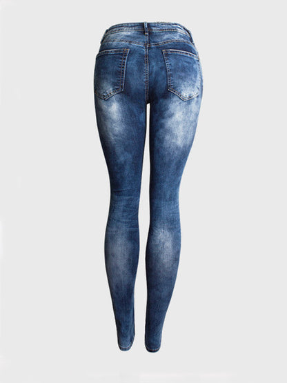 Stretch Denim Ripped Skinny Jeans