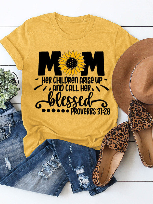 Mom Her Children Arise Up And Call Her Blessed Crew Neck T-shirt