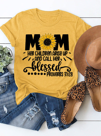 Mom Her Children Arise Up And Call Her Blessed Crew Neck T-shirt