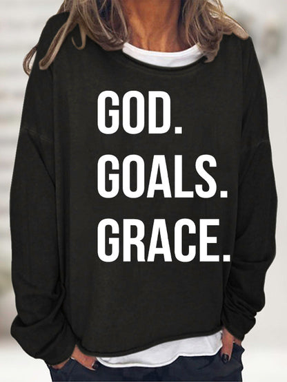 God. Goals. Grace. Print Long Sleeve T-Shirt
