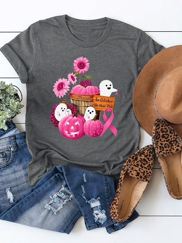 In October We Wear Pink Womens Crew Neck T-shirt