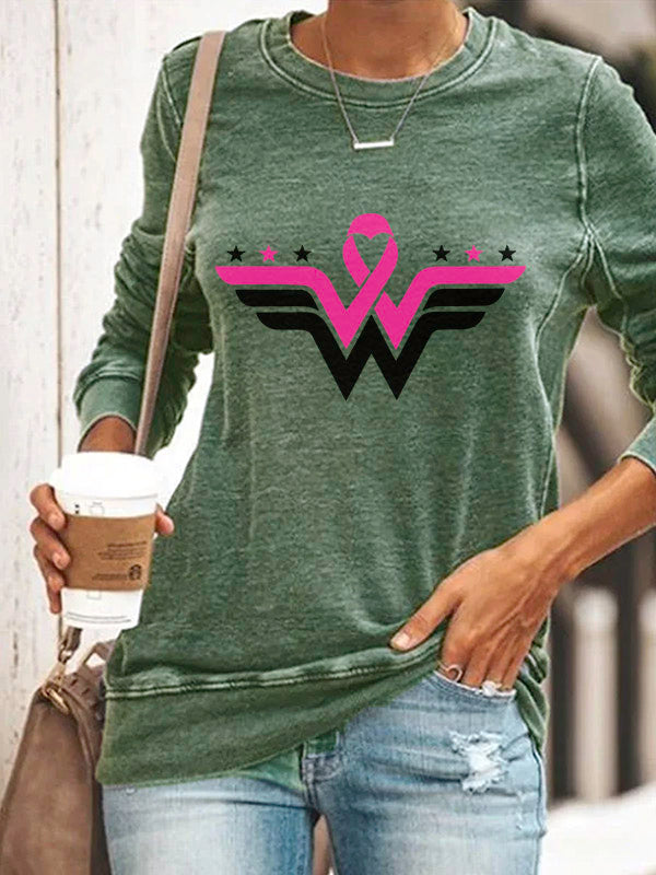 Pink Ribbon Breast Cancer Awareness Washed Sweatshirt