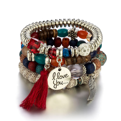 I Love You Beaded Bracelet Set