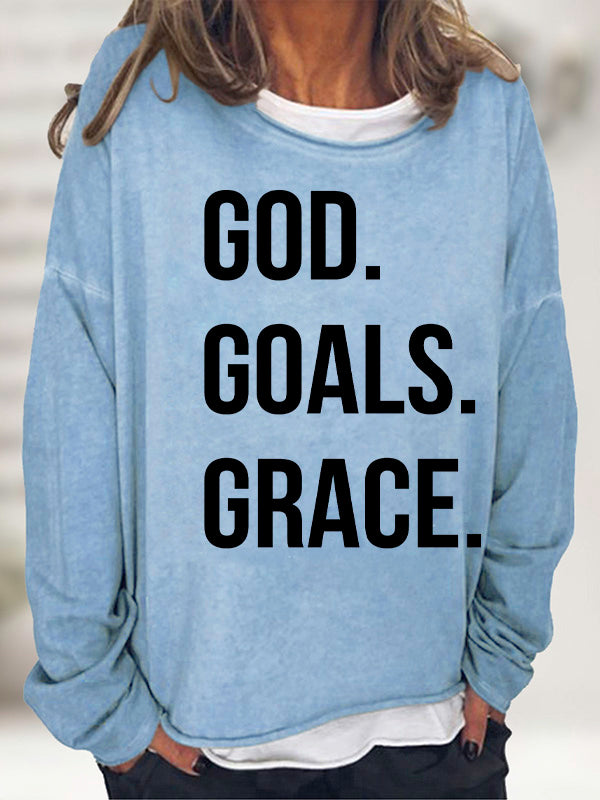 God. Goals. Grace. Print Long Sleeve T-Shirt