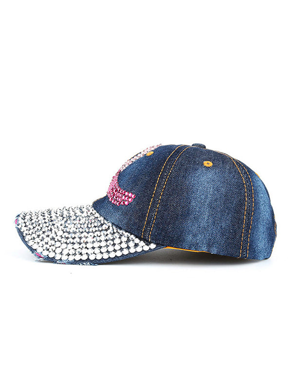 Pink Ribbon Denim Cotton Dot Drill Baseball Cap