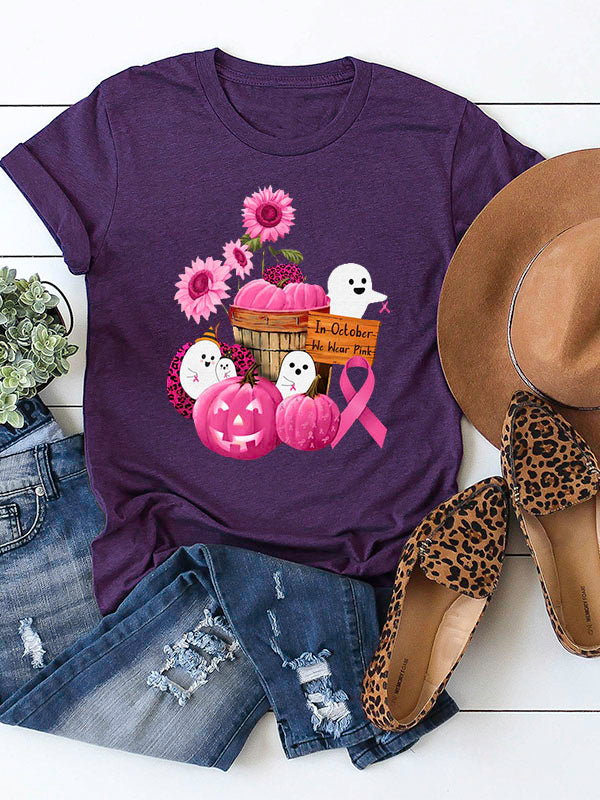 In October We Wear Pink Womens Crew Neck T-shirt