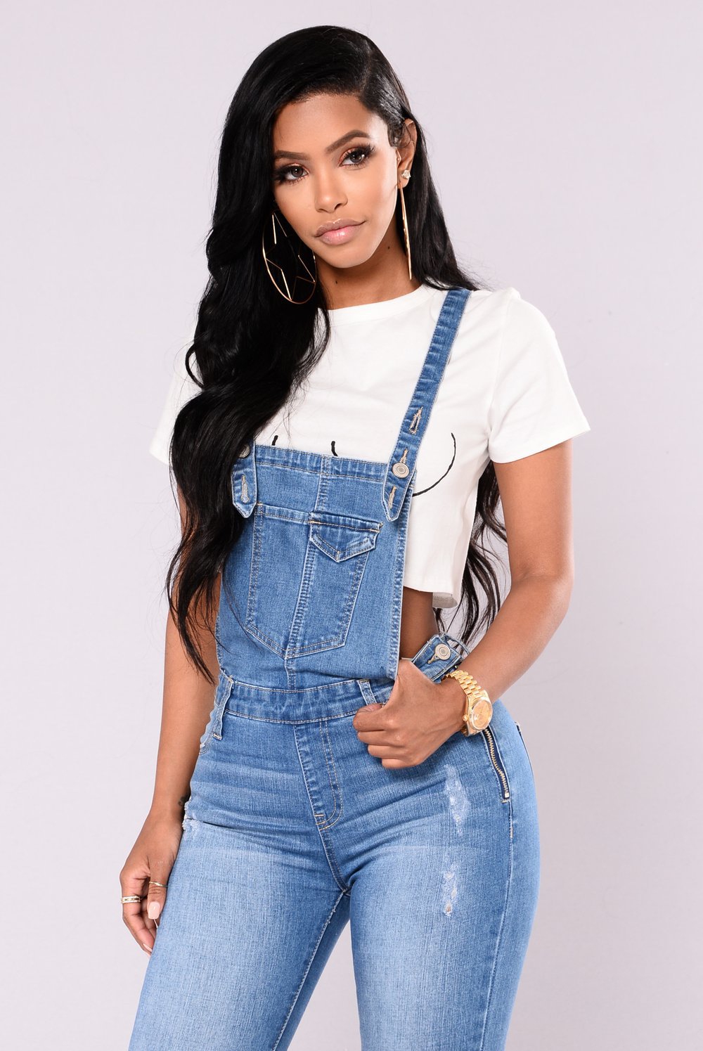 Slim Fit Ripped Lifting Strap Jeans