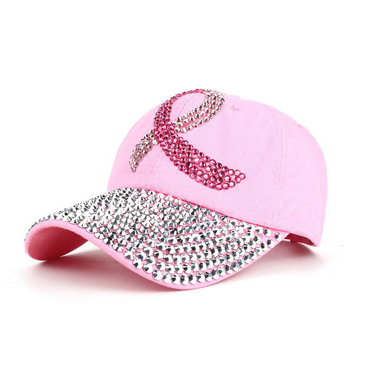 Pink Ribbon Denim Cotton Dot Drill Baseball Cap