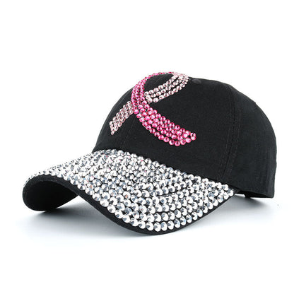 Pink Ribbon Denim Cotton Dot Drill Baseball Cap
