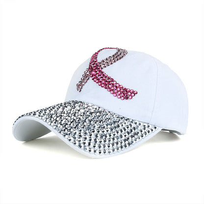 Pink Ribbon Denim Cotton Dot Drill Baseball Cap