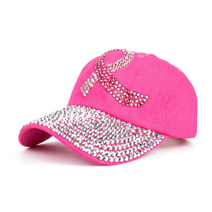Pink Ribbon Denim Cotton Dot Drill Baseball Cap