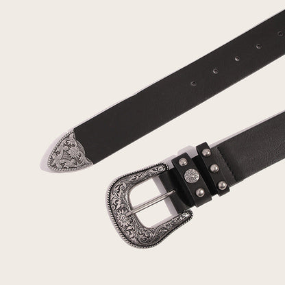 Vintage Engraved Double Loops Western Belt