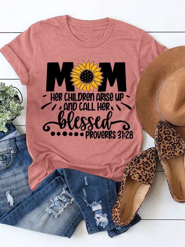 Mom Her Children Arise Up And Call Her Blessed Crew Neck T-shirt